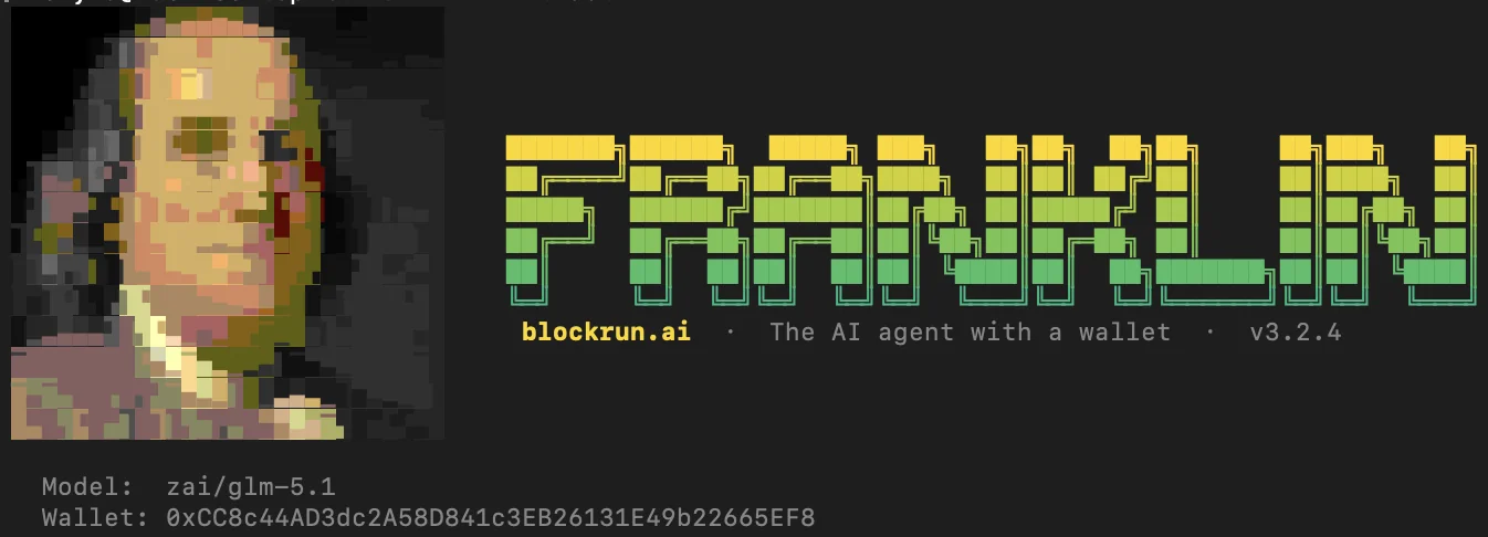 Franklin terminal — the AI agent with a USDC wallet